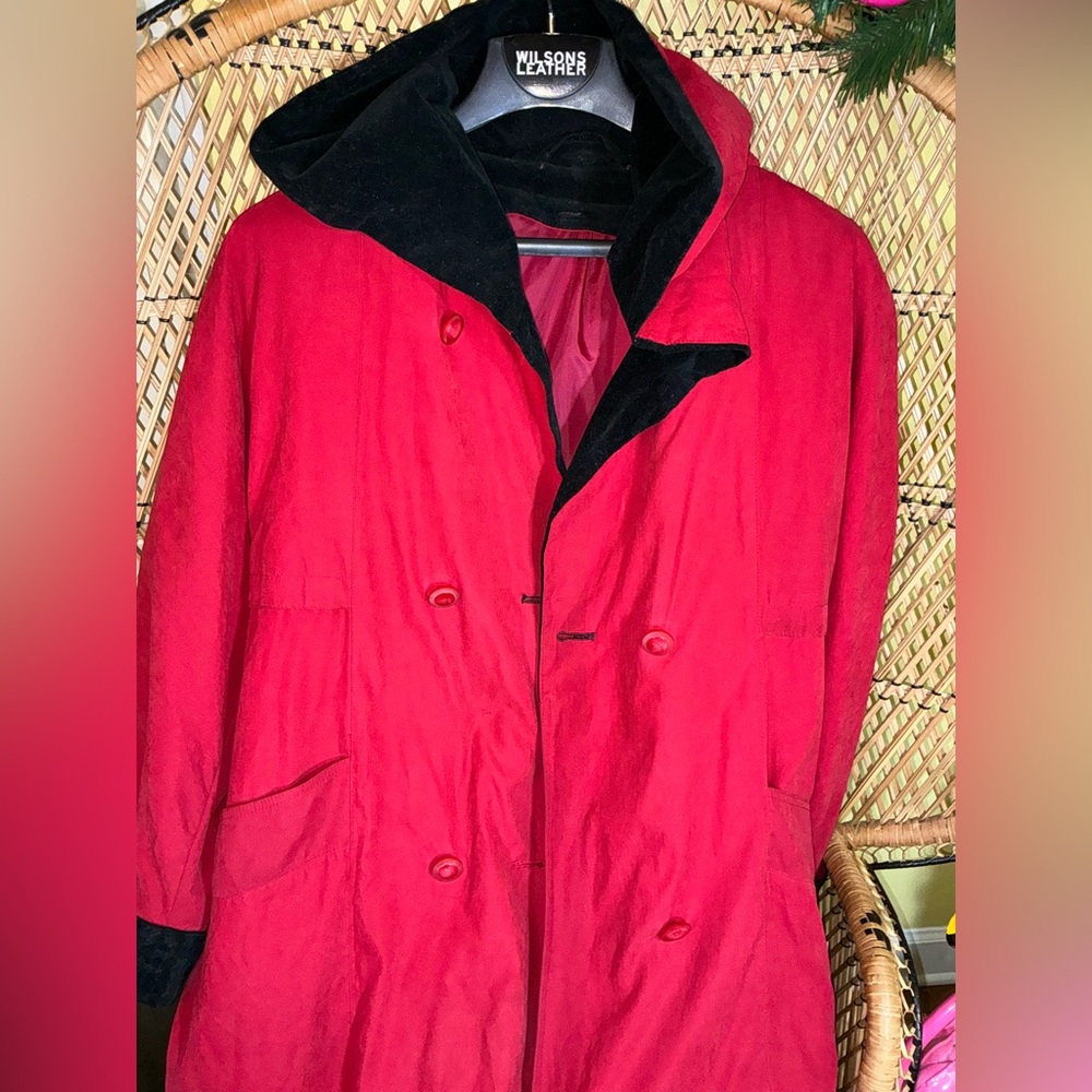 London Fog Vintage Trench Coat Removable Wool Liner Red Size 14 - Picture 2 of 15